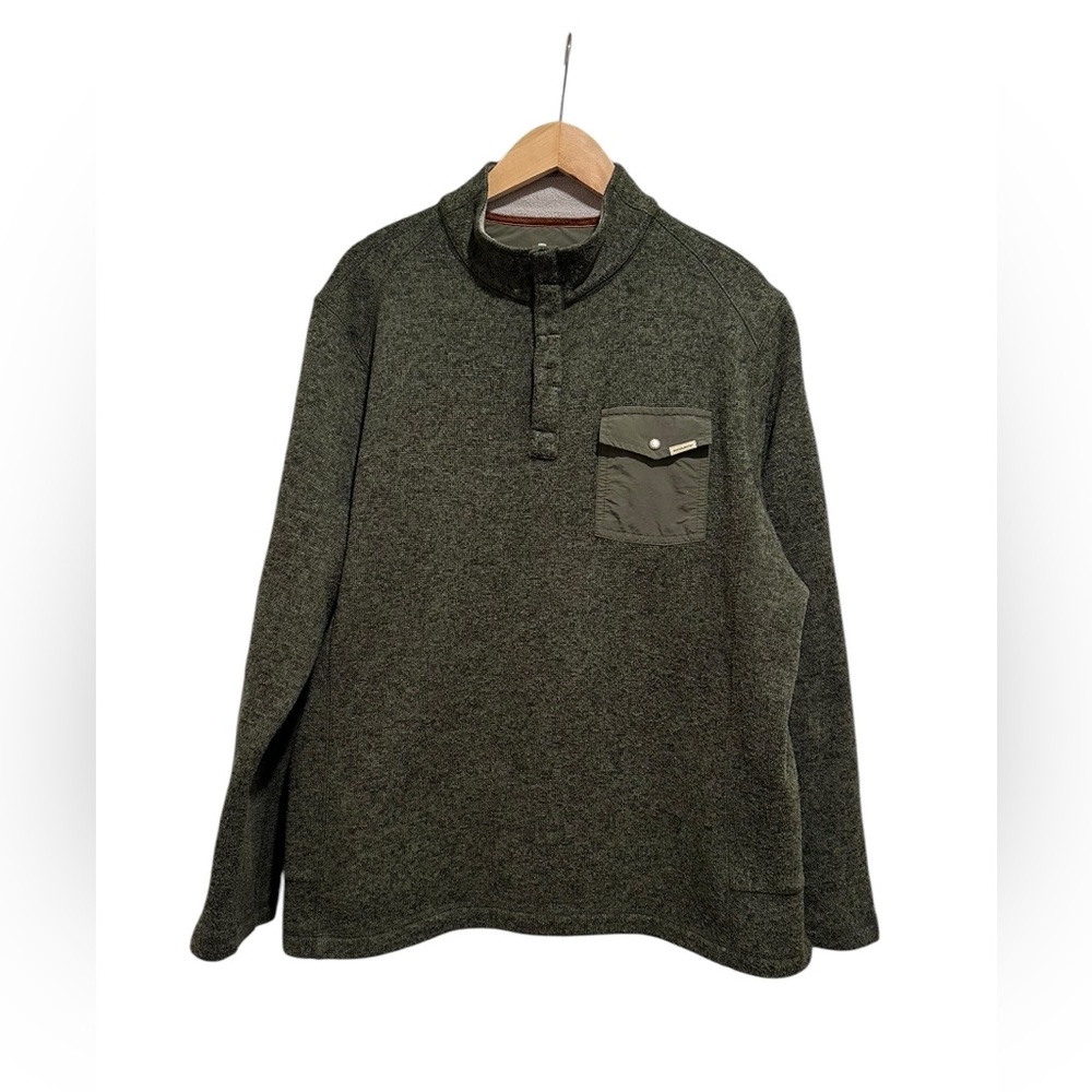Woolrich 1/4 Snap Long Sleeve Sweater Pullover Olive Green Men's Size XL